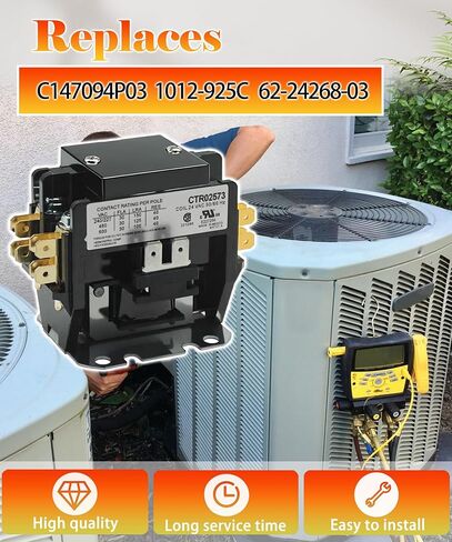 24v Condenser Contactor Relay 2 Pole 30 Amp Fits for Trane, Replace C147094P03 1012-925C 62-24268-03 in Saudi Arabia