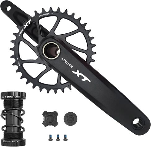 1x Mountain Bike Crankset 170mm with 34-40T Chainring & Bottom Bracket - 6061 Alloy Hollow Integrated MTB Crank Set, Narrow-Wide Teeth, Compatible 8-12S (BSA24/BB92/PF30/BB30/T47) in Kuwait