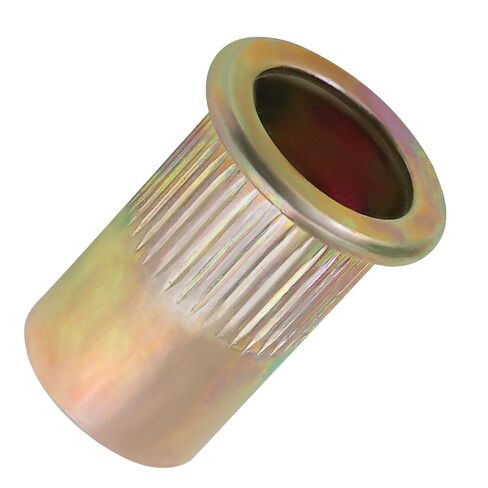 M10-1.5 Flat Head Rivet Nuts, Carbon Steel Yellow Zinc Knurled Threaded Inserts (30 pcs) in Saudi Arabia