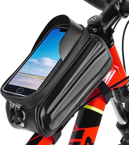 RUTU Waterproof Bike Phone Frame Bag, Bike Accessories with Sun-Visor and TPU Touch-screen, Double Zipper Large Capacity Bicycle Riding Bag for Phones up to 6.7" in Saudi Arabia