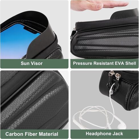 RUTU Waterproof Bike Phone Frame Bag, Bike Accessories with Sun-Visor and TPU Touch-screen, Double Zipper Large Capacity Bicycle Riding Bag for Phones up to 6.7" in Saudi Arabia