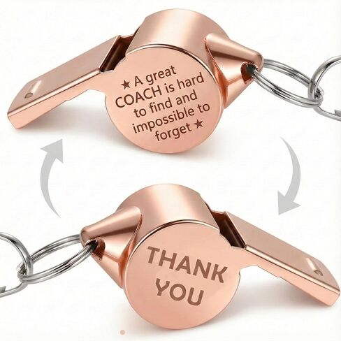 4 عبوات من صفارات المدربين هدايا للمدربين، صفارة رياضية من الفولاذ المقاوم للصدأ باللون الذهبي الوردي مع حبل وصندوق هدايا، معدات تقدير منقوشة لكرة السلة وكرة القدم وكرة القدم ومدرب السباحة in Kuwait