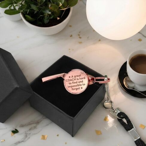 4 عبوات من صفارات المدربين هدايا للمدربين، صفارة رياضية من الفولاذ المقاوم للصدأ باللون الذهبي الوردي مع حبل وصندوق هدايا، معدات تقدير منقوشة لكرة السلة وكرة القدم وكرة القدم ومدرب السباحة in Kuwait