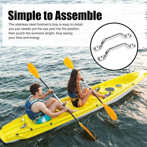 20Pcs Rope Loop Pad Eye, 316 Stainless Steel Bimini Boat Top PAD Eye with 40 Pcs Screws, Footman Loop for Kayak Canoe Rigging in Kuwait