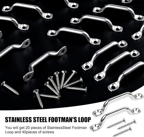 20Pcs Rope Loop Pad Eye, 316 Stainless Steel Bimini Boat Top PAD Eye with 40 Pcs Screws, Footman Loop for Kayak Canoe Rigging in Kuwait