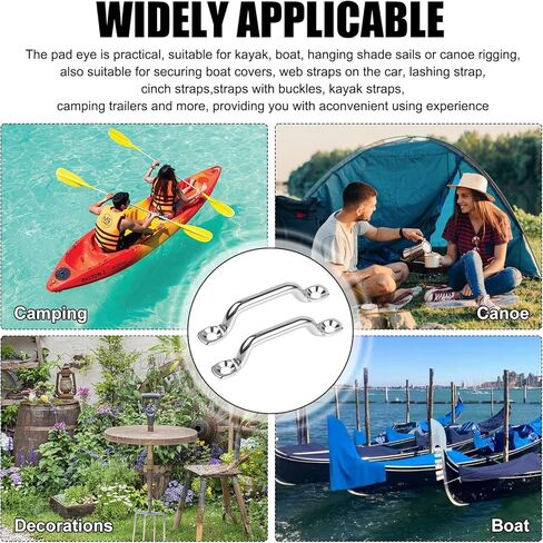 20Pcs Rope Loop Pad Eye, 316 Stainless Steel Bimini Boat Top PAD Eye with 40 Pcs Screws, Footman Loop for Kayak Canoe Rigging in Kuwait