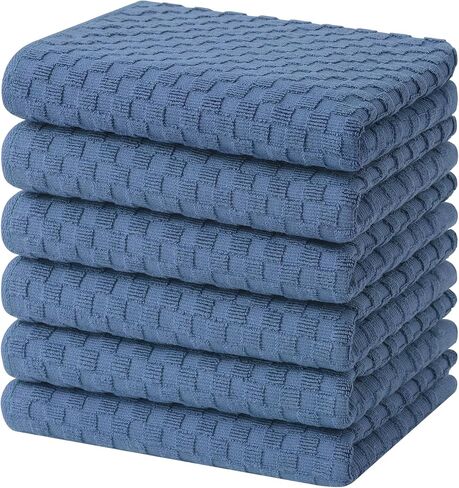 مناشف مطبخ تيري قطن 100% من Homaxy (15 بوصة × 25 بوصة، 6 عبوات)، مناشف أطباق ناعمة وفائقة الامتصاص، منشفة شاي قابلة لإعادة الاستخدام 380 جرام في المتر المربع مع حلقة تعليق، تصميم شبكي على شكل أناناس، رمادي داكن in Kuwait