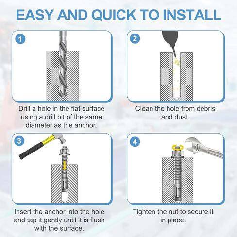 MECCANIXITY 10 Pcs Wedge Anchors, 1/4" x 3-1/8" Stainless Steel Concrete Anchors Bolts, Heavy Duty Standard Fastener for Cement Wall Base Bracket (Include Washers Nuts, Silver Tone) in Saudi Arabia