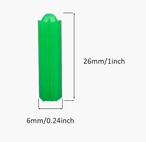 500 Pcs Expanding Plastic Screw Anchors, Green Plastic Anchors for Concrete Tile Cement Bolt Expansion Tube, Fix to Drywall or Masonry (6 x 26 mm) in Saudi Arabia