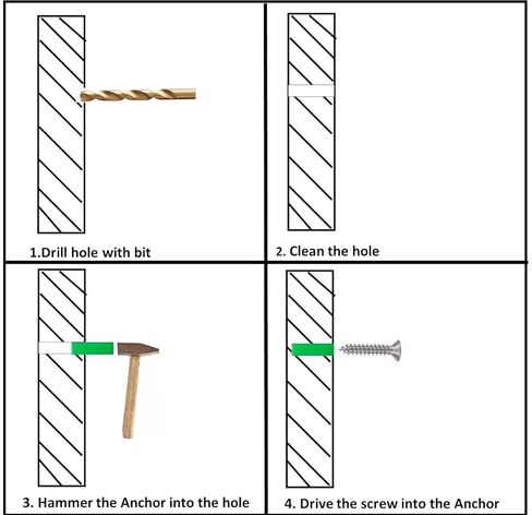 500 Pcs Expanding Plastic Screw Anchors, Green Plastic Anchors for Concrete Tile Cement Bolt Expansion Tube, Fix to Drywall or Masonry (6 x 26 mm) in Saudi Arabia