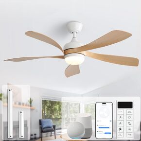 Sofucor 52" Smart Ceiling Fan, Indoor/Outdoor Black Ceiling Fans with Lights and Remote, Works with Alexa/Google/App, 3-Color Light 6-Speed Timing Reversible DC Motor for Bedroom Living Room Patio in Kuwait