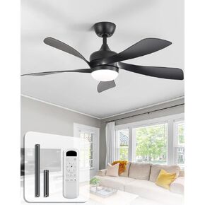 Sofucor 52" Smart Ceiling Fan, Indoor/Outdoor Black Ceiling Fans with Lights and Remote, Works with Alexa/Google/App, 3-Color Light 6-Speed Timing Reversible DC Motor for Bedroom Living Room Patio in Saudi Arabia