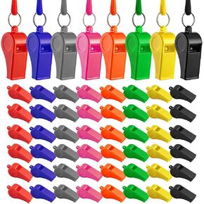 TINSKY 48 Pcs Sport Whistle with Bracelet, 6 Colors Loud Plastic Whistles for Coaches, Referees, Officials, Birthday Party Gift, Emergency Training, the 2026 World Cup Festivals in Kuwait