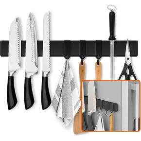 Fridge Applicable 17 Inch Double Sided Magnetic Knife Holder - Stainless Steel Knife Strip With Powerful Magnetic Pull Force - Use as Kitchen Knife Holder, Knife Rack & Tool Holder - Matte Black in Saudi Arabia