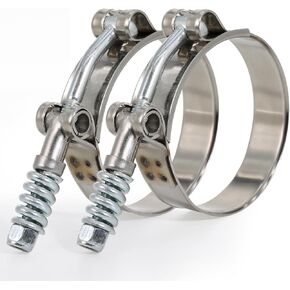 مشابك خرطوم T-Bolt، نطاق عمل قابل للتعديل 4.25 بوصة - 4.57 بوصة (108-116 مم)، مشابك خرطوم من الفولاذ المقاوم للصدأ مع زنبرك معزز للسيارات، وأنابيب توربو، وأنابيب المبرد الداخلي (عبوتان) in Kuwait