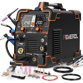FEMEROL Plasma Cutter Welder Combo 200A Gas MIG/Gasless MIG/HF TIG/Stick/CUT/SPOT 6 in 1 Welding Machine Aluminum Welding 110/220V Dual Voltage Multi Process Welder in Kuwait
