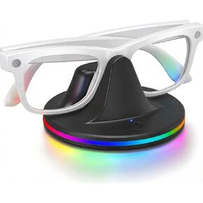 قاعدة شحن لنظارات Ray-Ban Meta الذكية - حامل شاحن سطح المكتب RGB متوافق مع Wayfarer Gen 2، Skyler، Headliner & Oakley HSTN، مدخل من النوع C، ضوء مؤشر LED، شحن سريع لمدة ساعة، ABS (أبيض) in Kuwait