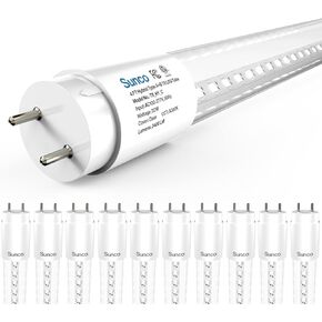 Sunco 10 Pack T8 LED Bulbs 4 Foot, 48 Inch Tube Light Bulbs Fluorescent Replacement, Single or Double Ended Hybrid Type A+B, 2400 LM, 20W, 5000K Daylight, Clear Lens ETL in Kuwait