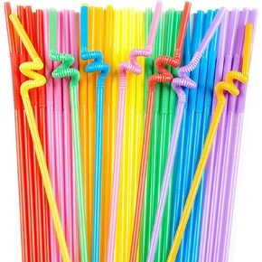 Luszmoax 100PCS 12.6 inch Extra Long Colorful Plastic Straws Disposable,Bendy Straws Drinking Plastic,Party Fancy Flexible Disposable Straw in Kuwait