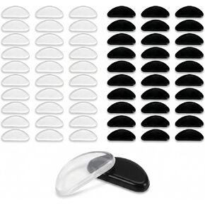 30 Pairs Glasses Nose Pads, D-Shaped Silicone Anti-Slip Nose Pad Stickers for Eyeglasses & Sunglasses, Soft Adhesive Nose Pieces, 15 Clear + 15 Black, 0.8" x 0.4" x 0.04" in Kuwait