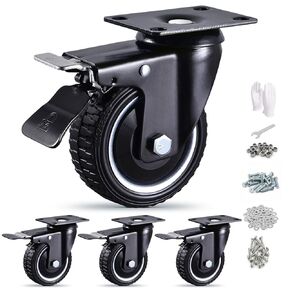 4 Inch Caster Wheels Set of 4 Heavy Duty Casters with Total Enclosure Dust Covers, Locking Industrial Swivel Rubber Wheels for Workbench, Cart and Tool Box, 1000 Lbs Capacity in Kuwait