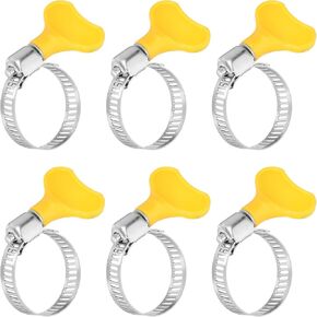6 قطع من uxcell مشابك خرطوم من الفولاذ المقاوم للصدأ، 19-29 مم (3/4 بوصة إلى 1-1/8 بوصة) مشابك برغي إبهام قابلة للتعديل، مشابك خط الوقود، عرض النطاق الترددي 8 مم للسباكة، أصفر in Kuwait