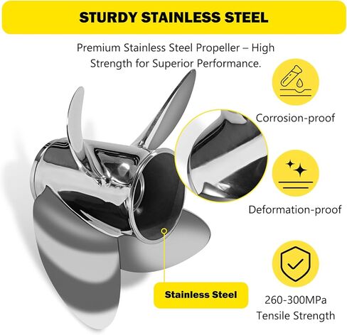 الدعائم الشبابية 13 × 17 مروحة قارب خارجية من الفولاذ المقاوم للصدأ لمحركات الزئبق 40 50 70 75 80 90 100 115 125 140HP 13 × 17 مجموعة محور الدعامة متضمنة 15 سنًا RH in Kuwait