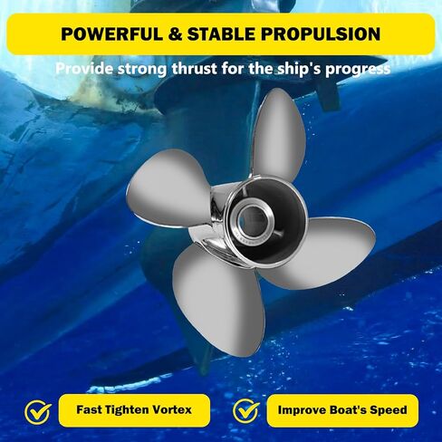 الدعائم الشبابية 13 × 17 مروحة قارب خارجية من الفولاذ المقاوم للصدأ لمحركات الزئبق 40 50 70 75 80 90 100 115 125 140HP 13 × 17 مجموعة محور الدعامة متضمنة 15 سنًا RH in Kuwait