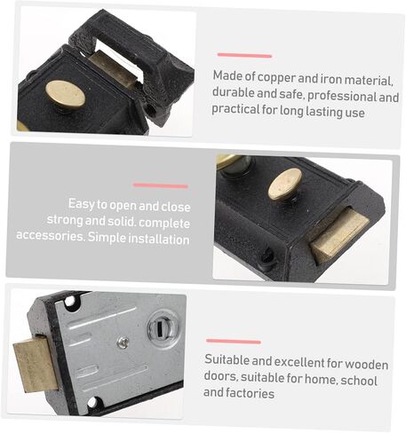 COHEALI Vintage Spring Door Lock Double Insurance Anti-Theft Mechanism for Exterior Doors Key for Home and Office Use in Saudi Arabia