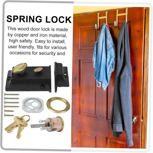 COHEALI Vintage Spring Door Lock Double Insurance Anti-Theft Mechanism for Exterior Doors Key for Home and Office Use in Saudi Arabia