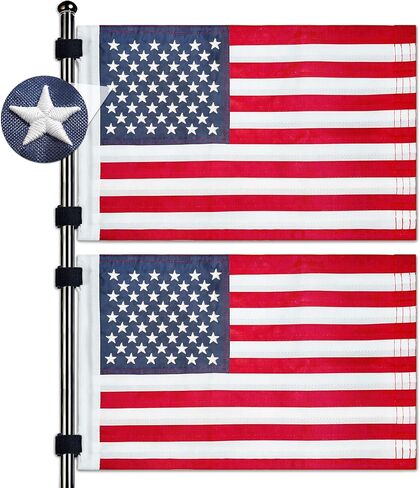 YOKYHOM 2 Pack 12"x18" Golf Cart Flag, Golf Cart Accessories with Elastic Strap Mount, Premium Embroidered American Flag for 250th Anniversary 2026 Patriotic Decoration in Saudi Arabia