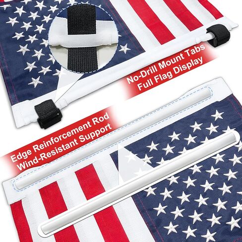 YOKYHOM 2 Pack 12"x18" Golf Cart Flag, Golf Cart Accessories with Elastic Strap Mount, Premium Embroidered American Flag for 250th Anniversary 2026 Patriotic Decoration in Saudi Arabia