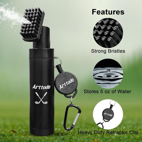 Golf Club Brush Cleaner with Clip, Easy Cleaning with Nylon Bristle, Holds 5 Ounces, Durable and Portable Golf Accessories Keeping Your Golf Clubs Clean in Kuwait