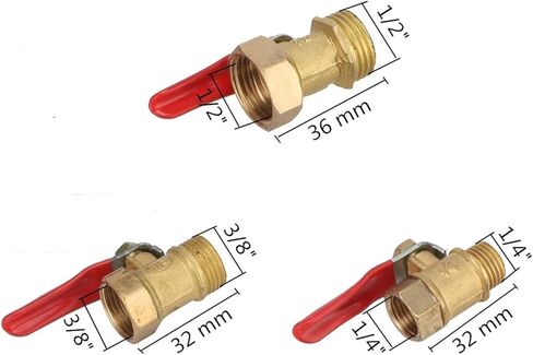 1/4'' 3/8'' 1/2" Male to Female Thread Brass Ball Valve Agriculture Garden Water Pipe Switch Water Flow Waterstop Connector 2Pcs(1/2"-Yellow-02) in Kuwait