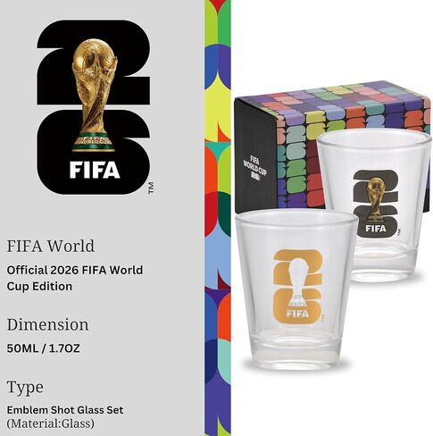 الإصدار الرسمي لكأس العالم FIFA 2026 - كؤوس الكأس 1.7 أونصة (مجموعة من 2) - عنصر لهواة التجميع لمرة واحدة في العمر - مثالي للبوابات الخلفية أو حفلات FIFA أو المانكاف أو الحانات هدية لمحبي كرة القدم in Kuwait