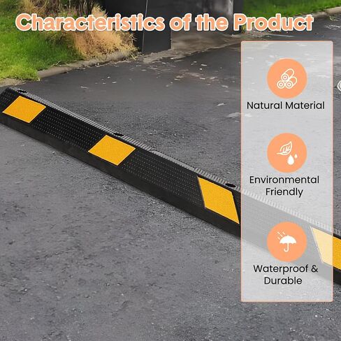 2-حزمة من المطاط الثقيل لوقوف السيارات مقاس 72 بوصة، سدادة وقوف السيارات بسعة 55000 رطل للمرآب مع خطوط عاكسة، توقف أرضية المرآب للمركبات وممر الشاحنات in Kuwait