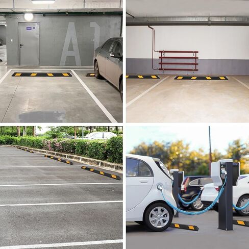 2-حزمة من المطاط الثقيل لوقوف السيارات مقاس 72 بوصة، سدادة وقوف السيارات بسعة 55000 رطل للمرآب مع خطوط عاكسة، توقف أرضية المرآب للمركبات وممر الشاحنات in Kuwait