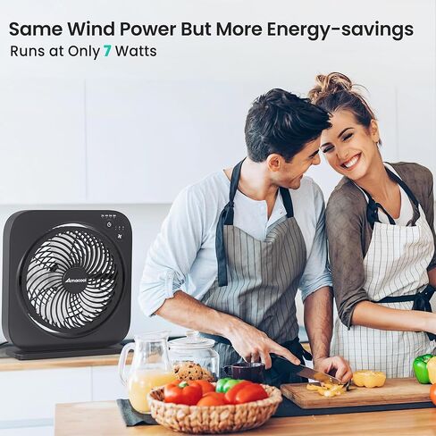 مروحة طاولة AMACOOL، مروحة صندوقية مقاس 12 بوصة مع 3 سرعات ومؤقت 8 ساعات، جهاز تدوير هواء هادئ بزاوية 270 درجة، مروحة سطح المكتب لغرفة النوم والحمام والمكتب والمطبخ، ومحول تيار متردد متضمن، ذو علامة تجارية مشتركة مع Cmyfato-Black in Kuwait