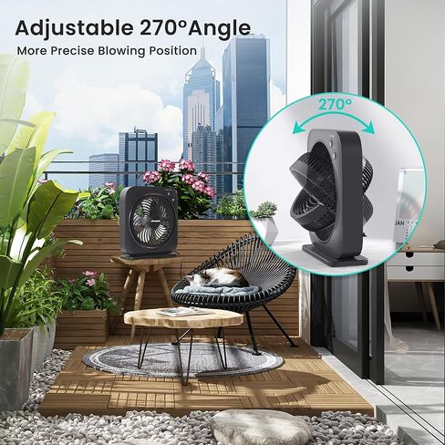 مروحة طاولة AMACOOL، مروحة صندوقية مقاس 12 بوصة مع 3 سرعات ومؤقت 8 ساعات، جهاز تدوير هواء هادئ بزاوية 270 درجة، مروحة سطح المكتب لغرفة النوم والحمام والمكتب والمطبخ، ومحول تيار متردد متضمن، ذو علامة تجارية مشتركة مع Cmyfato-Black in Kuwait