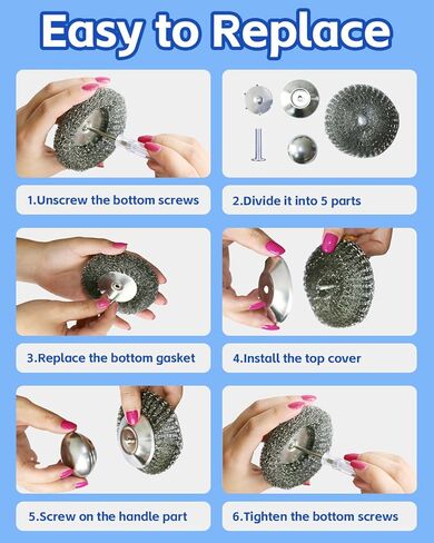 جهاز تنظيف من الفولاذ المقاوم للصدأ بمقبض، جهاز تنظيف من الصوف الفولاذي شديد التحمل للأواني والمقالي، حديد الزهر، وسادات تنظيف من الصوف الفولاذي للموقد والفرن والشواية والمطبخ وتنظيف الحوض in Kuwait