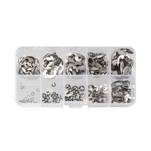 120/200/550pcs 1.5/2/3/4/5/6/7/8/9/10mm E-Clips Ring Snap Retaining Circlip Kit Stainless Steel Carbon Steel E Type Clips(200x Stainless Steel) in Saudi Arabia