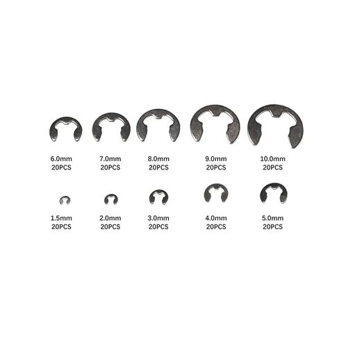 120/200/550pcs 1.5/2/3/4/5/6/7/8/9/10mm E-Clips Ring Snap Retaining Circlip Kit Stainless Steel Carbon Steel E Type Clips(200x Stainless Steel) in Saudi Arabia