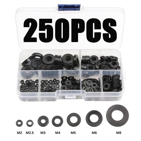 250PCS Nylon Washers M2 M2.5 M3 M4 M5 M6 M8 Nylon Washers Plastic Insulation Spacers Seals Black White Set Gasket Ring Kit in Saudi Arabia
