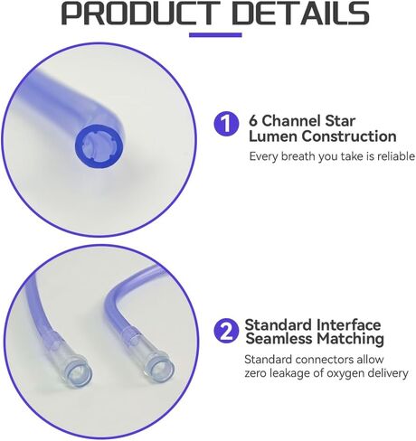 Oxygen Tubing Non Kinking & Crush Resistant, Purple Oxygen Hose with Standard Connectors for Cannula Nasal Tubing and Oxygen Concentrator, Latex-Free, 6-Channel Design (50ft) in Saudi Arabia