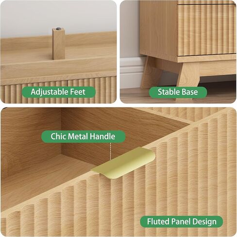 خزانة ملابس مخددة لغرفة النوم مع 6 أدراج، خزانة ذات أدراج حديثة بعرض 48 بوصة بمقبض معدني، حامل تلفزيون خشبي، منظم تخزين الملابس في خزانة خشبية لغرفة المعيشة، المدخل، بلوط طبيعي in Kuwait