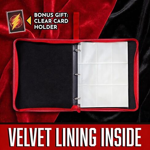 Trading Card Binder with Zipper and Handle – 9-Pocket Double-Sided Card Holder for 900 Cards – PU Leather Cover, 3-Ring Design, Includes 50 Sheets – Fits Standard Size Cards in Kuwait