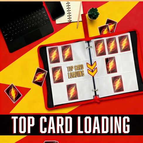 Trading Card Binder with Zipper and Handle – 9-Pocket Double-Sided Card Holder for 900 Cards – PU Leather Cover, 3-Ring Design, Includes 50 Sheets – Fits Standard Size Cards in Kuwait