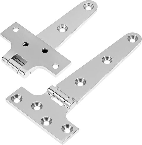 QWORK 316 Stainless Steel Marine Grade T Hinges, 4 Set 6'' x 3'' Boat Hatch Hinges with Screws, Corrosion-Resistant Casting Cabinet Hardware Door Hinge for Marine, Yachts, Doors, and Cabinets in Saudi Arabia