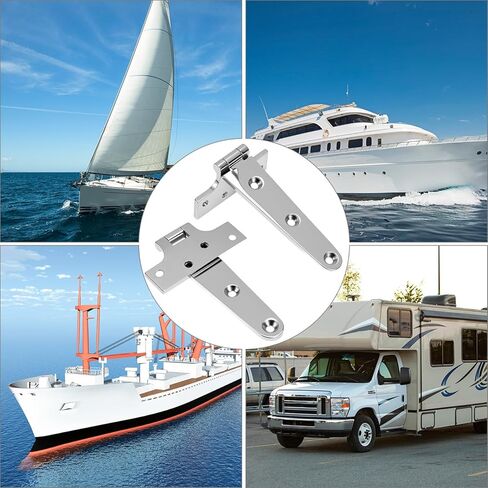QWORK 316 Stainless Steel Marine Grade T Hinges, 4 Set 6'' x 3'' Boat Hatch Hinges with Screws, Corrosion-Resistant Casting Cabinet Hardware Door Hinge for Marine, Yachts, Doors, and Cabinets in Saudi Arabia