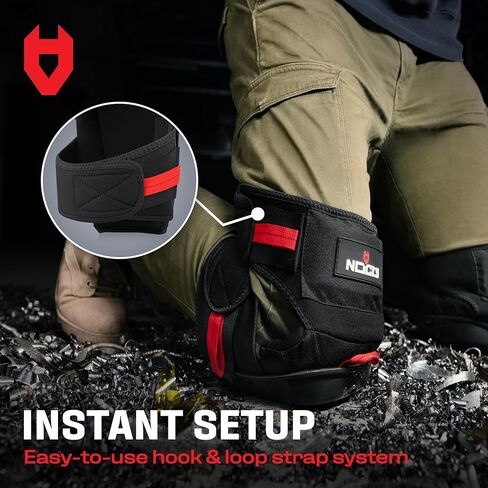 NoCry Professional Gel Knee Pads for Work — Heavy Duty Anti-Slip Cap, Extra Dual-Layer Foam and Cushion, Reinforced Adjustable Non-Slip Straps, Built-in Hangand Pull Loops, Fits Men Women, Black in Kuwait